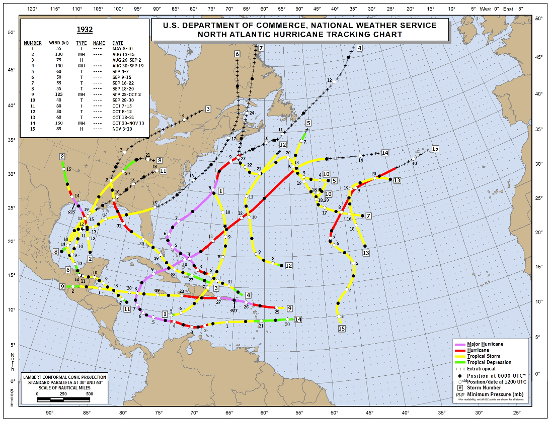 Hurricane Tracks 1851-2023