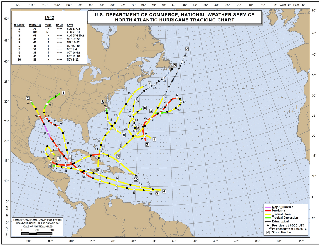 Hurricane Tracks 1851-2023